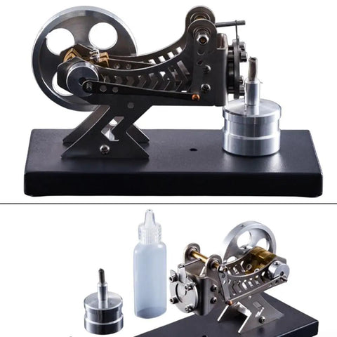 Steam Engine Model Kit For DIY Learning With Aluminum Body, Hot Gas Turbine Motor displayed on a desk