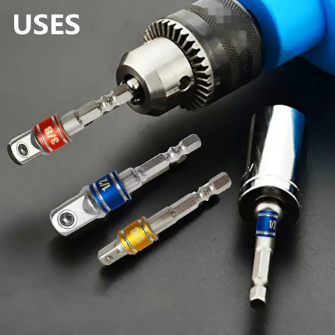Turns Your Drill Into a High Speed Nut Driver With This Impact Grade Socket Adapter Set 1/4 To 1/2 Inch Drive Includes 1/4 3/8 1/2 Inch Adapters
