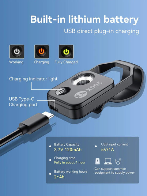 Pocket Phone Microscope 200X With LED Light And CPL Filter, Camera Attachment For iPhone And Android, No App Needed, Ideal STEM Gift For Kids To Inspect Coins, Jewelry, Plants, And Other Small Objects. Built-in lithium battery with USB-C charging