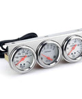 2-Inch Triple Gauge Kit With Volt, Water Temp, And Oil Pressure Gauges - Chrome Mechanical Gauges With White Face Dial, Illuminated Display, Universal Fit For Your Ride