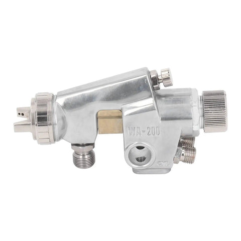 Pneumatic Paint Sprayer Air Spray Gun Delivering 98 Psi Power With Fine Atomization And Adjustable Width Control, aluminum body, side view.