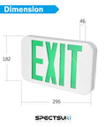 Slick Double Pack LED Exit Signs With Rock Solid Battery Backup, Hella Bright Green Exit Light For Indoor Hallways, Hardwired 120V To 277V Wall Or Ceiling Mount Featuring Glowing Arrow For Dead Simple Safety Upgrades, showing dimensions.