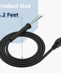 Heavy Duty Rock Solid Replacement Power Cord For Skil SPT77W SPT78W SPT55 Worm Drive Circular Saw, 8.2 feet black cable.