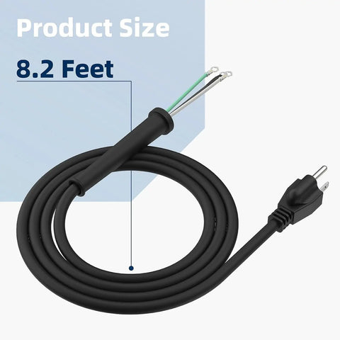 Heavy Duty Rock Solid Replacement Power Cord For Skil SPT77W SPT78W SPT55 Worm Drive Circular Saw, 8.2 feet black cable.