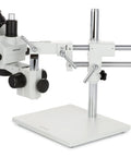 3.5X To 90X Zoom Stereo Microscope On Boom Stand With 144 LED Lighting And 5MP USB Digital Camera, white metal base