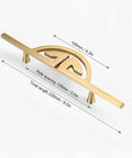 Top Notch Vintage Brass Cabinet Pulls Set Semi Circular Gold Dresser Handles, 128mm center, solid brass, side view dimensions shown