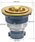 Three And One Half Inch Brass Kitchen Sink Drain Kit With Stainless Steel Construction Includes Strainer Basket Waste Basket