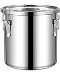 Heavy Duty 304 Stainless Steel Airtight Pantry Canister with dual handles and lock clips for secure food storage.