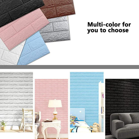 Pink 3D Peel And Stick Wall Panels Pack Of 20 Self Adhesive Waterproof Brick Foam For Interior Walls, 29 Sq Ft Coverage, color options