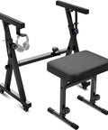 Piano Keyboard Stand And Bench Set Portable Heavy Duty Music Stand For 54 To 88 Keyboards With Adjustable Height And Width