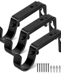 Heavy Duty Curtain Rod Brackets For 1 Inch Rods Adjustable Wall Mount Iron Rod Holders with screws and anchors, front view.
