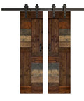Solid Wood Double Sliding Barn Door Kit With Hardware - Two 24x84 Panels Total 48x84, Multi Color Finish, front view