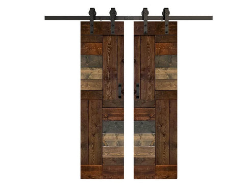 Solid Wood Double Sliding Barn Door Kit With Hardware - Two 24x84 Panels Total 48x84, Multi Color Finish, front view