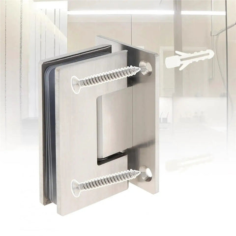 Heavy Duty Stainless Steel Glass Door Hinges 2 Pack for cabinets and showcases, featuring a rust-proof frameless hinge.