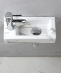 Compact White Ceramic Wall Mounted Sink For Small Bathrooms, Rectangular Vitreous China Wash Basin With Glossy Finish, Space Saver