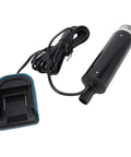 500 Gph Battery Powered Portable Submersible Sump Pump With Abs Build And Clog Fighting Sediment Filter, pump body and charger.