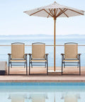 Outdoor Patio Folding Chairs Set Of 2 Sling Chairs For Camping Garden Pool Or Beach, Beige, Under Patio Umbrella