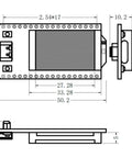 Technical drawing of ESP32 LoRa V3 Development Board With 3000mAh Battery And 915MHz Antenna, dimensions and layout details