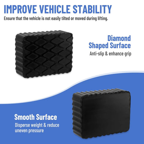 Racewill Solid Rubber Auto Lift Pads For 4 Post Car Aligners Heavy Duty 3000 Lb Capacity with diamond and smooth surface design.