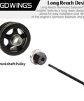 Long Reach Harmonic Balancer Installer Kit For Ford Crankshaft Pulleys 5 Piece Pulley Puller Set with pulley and bolt shown