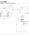 Technical diagram of Naples 4-Inch Centerset Lavatory Faucet With Brass Pop-Up Drain, Polished Chrome And Polished Brass Finish, dimensions shown.