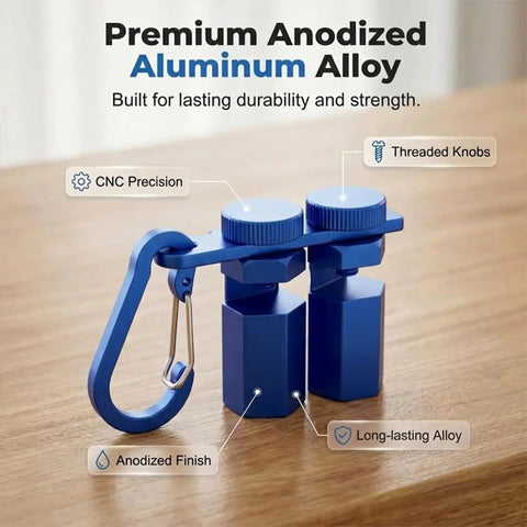 Heavy Duty Framing Square Attachment Jigs With Anti Slip Stair Gauges And 90 Degree Right Angle Clamps For Zero Play Carpenter Setup And Dead Square Woodworking Alignment Tools 2 Pack, blue anodized aluminum with threaded knobs.