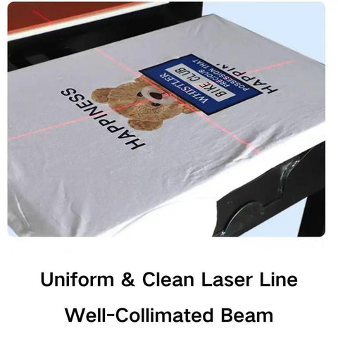 Crosshair Laser Alignment Tool For Heat Presses With Magnetic Base, Fast Setup, And Precise Placement on T-shirt