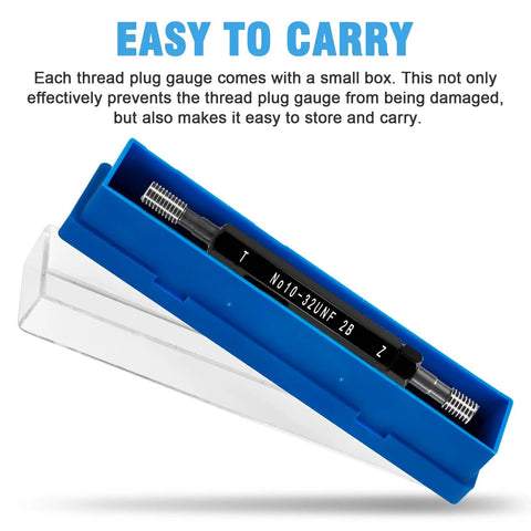 Go No Go Thread Gauge Set With Boxes For Internal Thread Detection, Double End Through Stop Hand Tool, 10-32UNF size in blue case