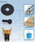 Round Single Function Shower Valve Trim Kit Wall Mount Brass Faucet Rough In Valve For Tub And Shower in matte black finish