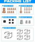 Pro-Grade Plasma Cutter Torch Consumables Kit For 65L Series, 33-Piece Set with electrodes, nozzles, shield cups, baffles, guides