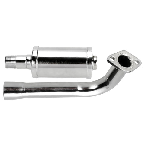 Stage 2 Beefed Up Carburetor Exhaust Muffler Kit for Predator 212cc engines, showing polished exhaust pipe and muffler