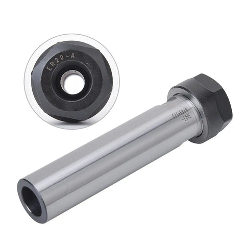 Top Tier ER20A-100L Extension Rod With Precision Ground Straight Shank For Lathe Colllet Chuck Holder showing alloy steel construction.