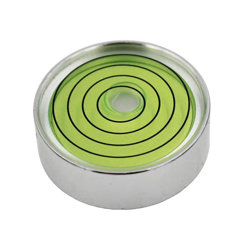 Horizontal Bead Metal Round Universal Spirit Level Bubble Green in White Diameter 25mm-60mm 1Piece(JYF30-3010QQ) top view with concentric circles.