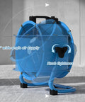 Workhorse Grade 220V Industrial Floor Fan Three Speed Settings 130 Degree Oscillating Design Heavy Duty Steel Mesh Guard Includes 110V Converter For Workshop Cooling shown in blue with wide-angle air supply feature.