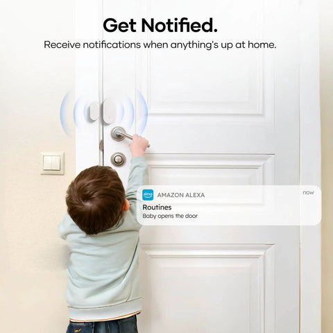 Four Pack Zigbee Door Sensor Mini Smart Contact Alarm For Home Automation And Kid Safety Works With Alexa Smartthings Home Assistant Plug And Play Zero Drama Keeps Your House Locked Tight, child opening door.