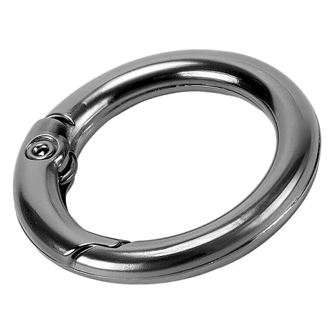 Front view of the 300 Pack Mini Round Carabiner Clips One Inch Trigger Spring O Rings For Keychains Buckles Bags Purses Car Keys DIY Crafts Black Durable And Multipurpose For Home Office Travel Everyday Carry Essentials.