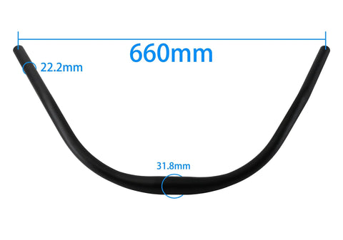 Wide 660mm Aluminum 6061 U Shaped Beach Cruiser Bike Handlebar 31.8mm Clamp Black Lightweight Durable For Easy Comfortable Rides