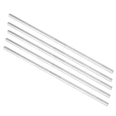 Heavy Duty Badass Stainless Steel D Shaft Motor Coupler Compatible With FRC FTC VEX Robotics 5 Pack, five shiny steel shafts.