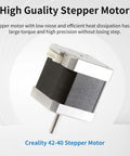 Creality 42-40 stepper motor for 3D printers, front view, D-shaped shaft, silver body with black windings