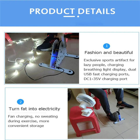 100W Portable Pedal Power Generator With Dual USB Fast Charge Outputs And DC Output for emergency power on the go bike pedal charger