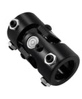 Pro Grade 1 Inch Round Black Steering Universal Joint Shaft For Gearheads, 83mm Total Length, side view.