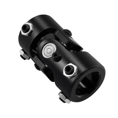 Pro Grade 1 Inch Round Black Steering Universal Joint Shaft For Gearheads, 83mm Total Length, side view.