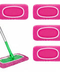 Rose Pink Microfiber Mop Pad Refills Four Pack Reusable Washable for Easy Wet and Dry Floor Cleaning Fits Most Standard Mops