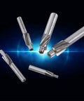 Front view of Ausenzup 5-piece counterbore drill bit set, M3–M8, four-flute HSS-AL end mills.