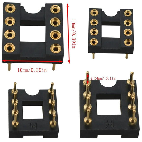 Fully Gold Plated DIP IC Socket Adapter With Two Rows Of Eight Round Pins 7.6mm Spacing Plug And Play Soldering Ready For Operational Amplifier ICs On PCB Boards High Quality Gold Plated IC Socket For Electronics