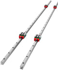 Two aluminum linear guide rails (1500mm) with red square carriage blocks