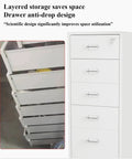 Lockable 10-Drawer Mobile Filing Cabinet On Wheels In White with layered storage and anti-drop drawer design, metal construction