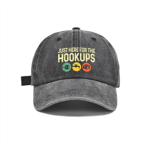 Things I Do In My Spare Time Funny RV Lover Travel Cap For Men Women Washed Denim Baseball Hat with Hookups Print