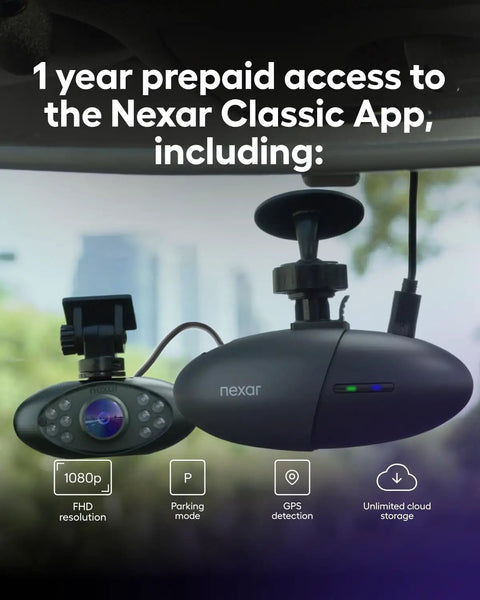 Pro Dash Camera For Cars With Dual Front And Cabin View Night Vision 24 Seven Parking Mode Full HD Dashboard Camera With WiFi Wide Angle 128 GB Storage shown with app access