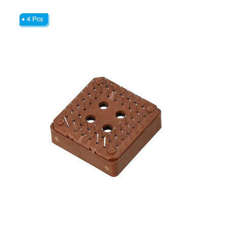 Brown PLCC44P IC Socket 44 Pin 2.54mm Pitch DIP Through Hole Mount Sockets 4 Pack with visible connector pins